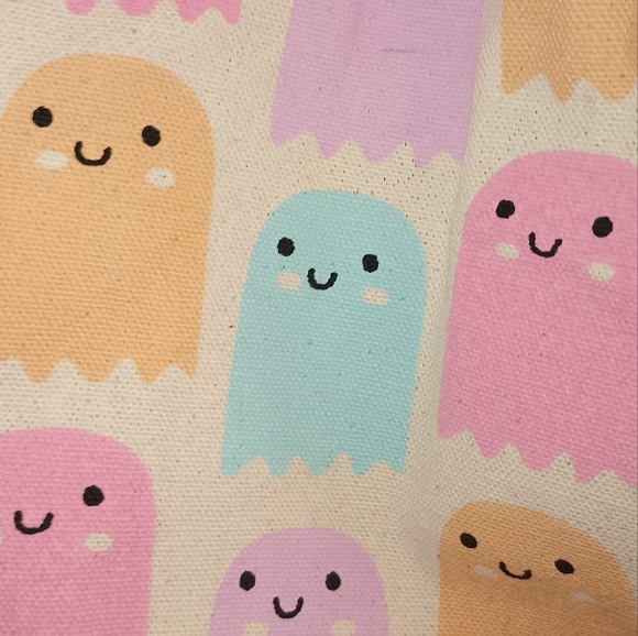 Canvas Ghost Print Reusable Tote Bag - Picture 2 of 4